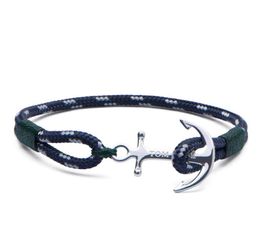tom hope bracelet 4 size Handmade Southern Green thread rope chains stainless steel anchor charms bangle with box and TH114395022