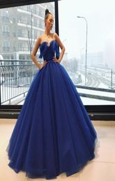 Deep OceanBlue Quinceanera Dresses Charming VNeck Sleeveless Fluffy Ball Gown Prom Dress Glamorous Vintage Party Dress Sexy Even9293939