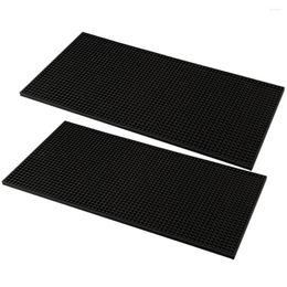 Table Mats 2 Pcs Pvc Rubber Bar Mat Service Spill Square Dish Draining Pad Counter Tableware Drying