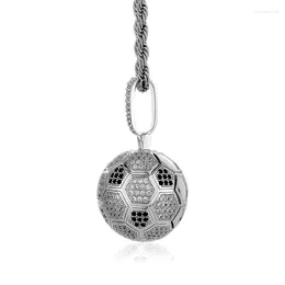 Pendant Necklaces Hip Hop 3A CZ Stone Paved Bling Iced Out Football Soccer Pendants For Men Rapper Jewelry Drop Gift