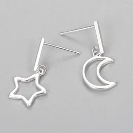 Stud Earrings Real 925 Sterling Silver Star Moon For Women Girls Fashion Sterling-silver-jewelry Brincos Brinco Cute