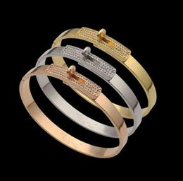 Jewellery H Letter Rotary Buckle Semi Diamond Cuff Bangles Bracelet Women Kelly Gold Belt Diamond Bracelet289y2353285