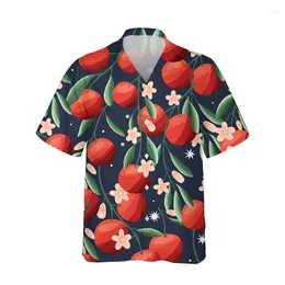 Men's Casual Shirts Fruit Pear Lemon 3d Printing Shirt Summer Hawaiian Blouse Lapel Short Sleeves Oversized Tops