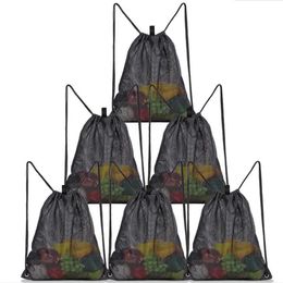 Home Storage Bags Reusable Shopping Bag Fruit Vegetables Grocery Shopper Tool Mesh Fabric Drawstring Sack Bolsas De Almacenamiento Para El Hogar Bolsa De La Compra