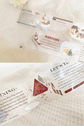 Gift Wrap Vintage Little House English Words Washi PET Tape For Planner Card Making DIY Scrapbooking Plan Decorative Sticker
