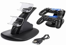 LED Ps4 Dual Charger Dock Mount USB Charging Stand For PlayStation 4 Gaming Wireless Controller With Retail Box6314421