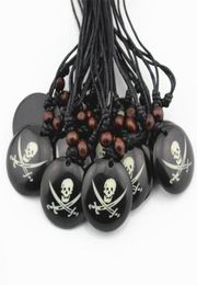 Fashion Whole lot 12pcsLOT Cool Boy Men039s Handmade Round Dog Pirate Skull Charm Pendants Necklace Halloween Gift MN33909979