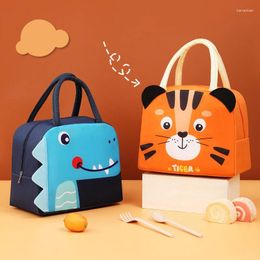 Storage Bags Cartoon Insulation Lunch Bag Children's Student Bento Pouch Portable Aluminum Foil Lunchbox Reusable Food