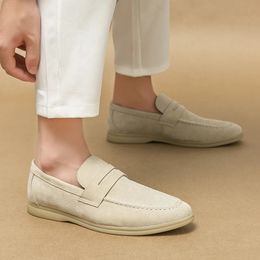 Social Suede Driving Shoes Genuine Leather Men Casual Shoes Luxury Brand Soft Men Loafers Moccasins Slip on Leisure Walking Shoe 240329