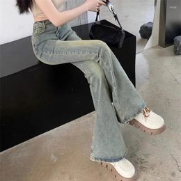 Women's Jeans Retro Light Colour Slightly Flared For Women In Spring And Autumn American Style High Waist Slim Fit Horseshoe Pants Straig