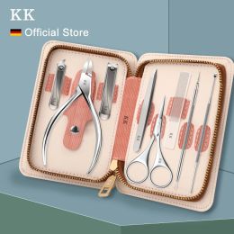 Kits KK Manicure Tools Professional Nail Clippers Set 8 In1 Travel Case Kit Stainless Steel Pedicure Sets Nail Cutter Hand Foot Care