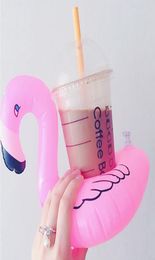 Inflatable Flamingo Drinks Cup Holder Pool Floats Bar Coasters Floatation Devices Bath Toy small size Hot Sale2220398