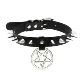 Spike Punk Choker Collar For Girl Goth Pentagram Necklace Emo Neck Strap Cosplay Chocker Gothic Accessories2390852