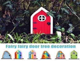 Cute Miniature Window Door Wooden Fairy Gnome Fairy Tale Gate Garden Lawn Ornament Miniature Window and Door Home Decoration Q08112732016
