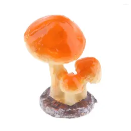 Garden Decorations 2X Cute Mushroom Figurine Terrarium Decor Orange 3 Head