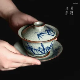 Teaware Sets Jingdezhen Blue And White Porcelain Three Talents Cover Bowl Pure Hand-painted Ceramic Tea Set