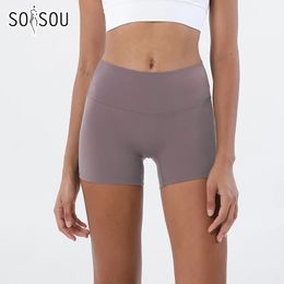 SOISOU Nylon Gym short Yoga Fitness Women Cycling Shorts Tight Elastic Breathable High Waist Sports Pants No T Lines 13 Colors 240408