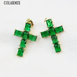 Stud Earrings 5 Pairs Square Crystal Green Cross Elegant Class Gift Women Jewellery 30581