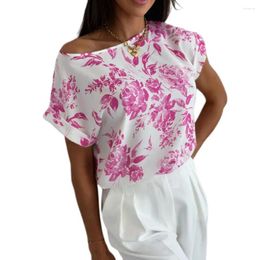 Women's Blouses Summer Women Shirt O Neck Short Sleeve Loose Blouse Flower Printing Work Shirts Trend 2024