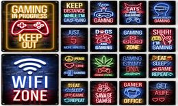 Gamepad Vintage Metal Painting Neon Light Glow Lettering Decorative Tin Sign Game Room Wall Art Plaque Modern Home Decor Aesthetic9584487