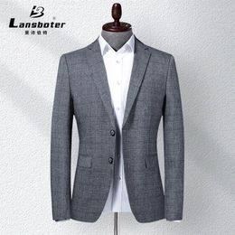 Men's Suits Gentleman's Stylish Blazer Men Work Office Tuxedos Wedding Party Suit Jacket Male Gray Business Slim Blazers Masculino FS-215