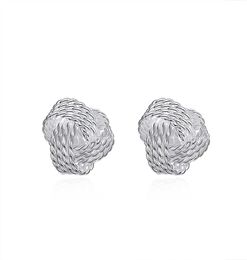 Charm 925 Sterling Silver Plated Love Knot Stud Earrings for Ladies Women 12mm Diameter High Polish3186855