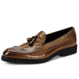 Dress Shoes Men High Quality Genuine Leather Loafers Vintage Tassel Slip On Outdoor Oxford Mocassin Homme Delocrd