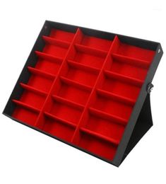 18 Grid Sunglasses Storage Organiser Glasses Display Case Stand Holder Eyewear Eyeglasses Box RedRedBlack8816235