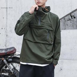 Men's Jackets Men Thin Pullover Hooded Windbreaker Workout Sports Coat Loose Big Pocket Outerwear Male Summer Quick Drying Jacket