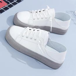 Casual Shoes Pu Leather Women White Sneakers On Platform For Autumn 2024 Female Student