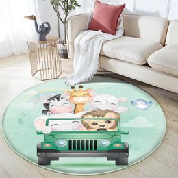 Carpets Train Kids Cosy Round Anti-Slip Rugs Funny Animal Pattern Baby Play Mats Home Decor Floor