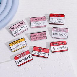 Brooches Creative Trendy Cartoon Stamp Label Text Oil Drop Lapel Brooch Badge Pin Denim Bag Gift Men Women Fashion Jewellery Accessories