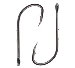 100pcs 92247 High Carbon Steel Fishing Hooks Black Offset Long Barbed Shank Baitholder Bait Hook Size 1603287847