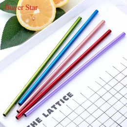 Drinking Straws 100 PCS/Set Metal Reusable Colorful Stainless Steel Straw 10 Brush Drink Yerba Juice Bar Accessorie Party