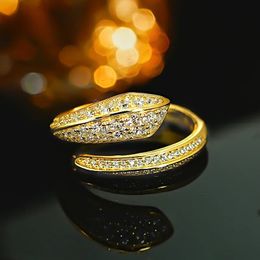 Desire Personalized Snake 925 Silver Open Ring Set with High Carbon Diamond Gold Versatile Style and Fashion 240412