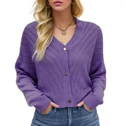 Women's Knits Women Long Sleeve Crochet Cropped Cardigans Sweater Tops Knitted For