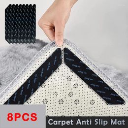 Bath Mats 8 Piece Carpet Anti Slip Mat Double Sided Tape Reusable Washable Gripper Corners Pad Anti-Slip Curling Fixed Sticker