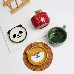 Mugs 300ml Creative Cute Panda Lovely Dog Ceramic Mug With Cover Breakfast Cup Milk Coffee Couple Water Multifunctional