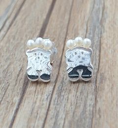 Real Sisy Bear Earrings Stud With Pearls Bear Jewellery 925 Sterling Fits European Style Gift Andy Jewel 8124536905979587