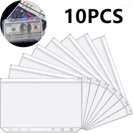 Storage Bags 10PCS A5/A6/A7 6 Holes Binder Pockets Plastic Zipper Folders Waterproof Loose Leaf Filing For Document Notebook Card