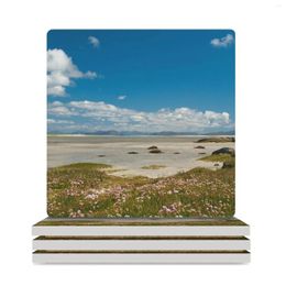 Table Mats Vallay Beach - Traigh Bhalaig North Uist Outer Hebrides Ceramic Coasters (Square) Teapot Mat Kawaii