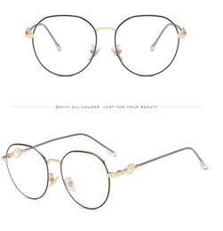 Men women retro lady student Sunglasses cool classic design pearl flat mirror Trendy Simple Sexy Metal AntiBlue Light Glasses Pai3148988