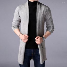 Men's Trench Coats Spring And Autumn Fashion Simple Men Thin Korean Version Of The Trend Long Sweater Cardigan Coat