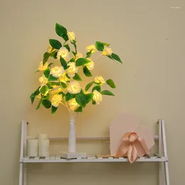 Party Decoration 55CM Led Rose Tree Light Artificial Luminous Bonsai Fairy Table Lamp Valentine's Day Hallowen Wedding Decor