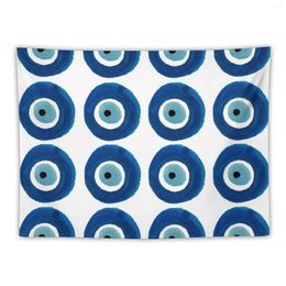 Tapestries Watercolour Evil Eye Pattern (Nazar) Dark And Light Blue Tapestry Decorative Paintings Decorations For Room Things To The