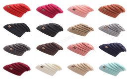 CC Knitted Hats Trendy Winter Beanie Warm Oversized Chunky Skull Caps Soft Cable Knit Slouchy Crochet Hats 17 Colours 20pcs TCC038817082