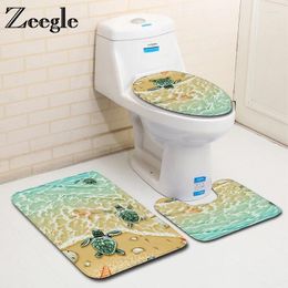 Bath Mats Zeegle 3Pcs Bathroom Carpet For Toilet Non-slip Doormat Washable Rugs Shower Floor Lid Cover