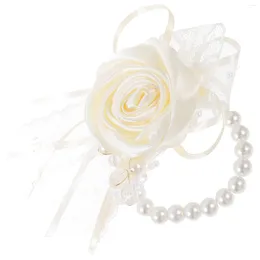 Decorative Flowers Wedding Wrist Flower Corsage Bride Wristband Decors Wristlet Bridal Corsages Tape