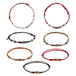 Charm Bracelets Adjustable String Handchains With Kois Pendant Women Girls Hand Woven