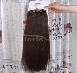 New Arrival Dark Brown 4 Easy Loops Mirco Rings Beads Tipped Human Hair Extensions Indian Remy Straight 100s 05gs Full Head Vol5059324